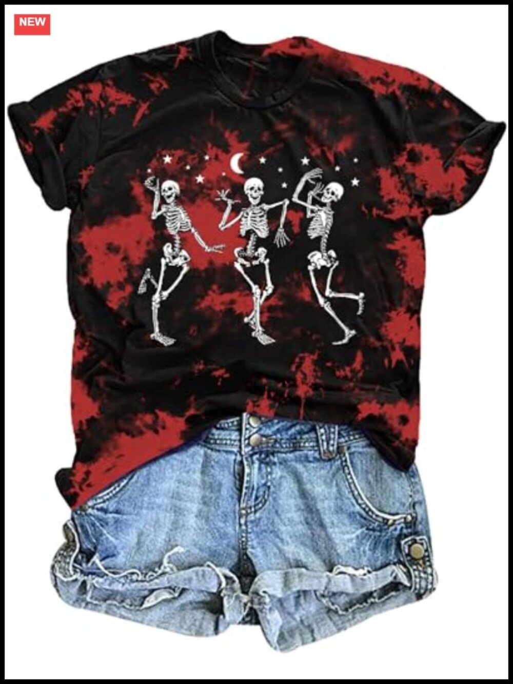 Women's Halloween Skeleton Graphic T-Shirt Short Sleeve Crew Neck Tee